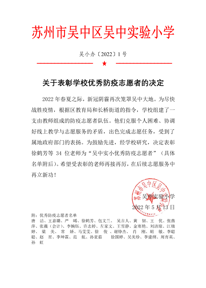 关于表彰学校优秀防疫员的决定