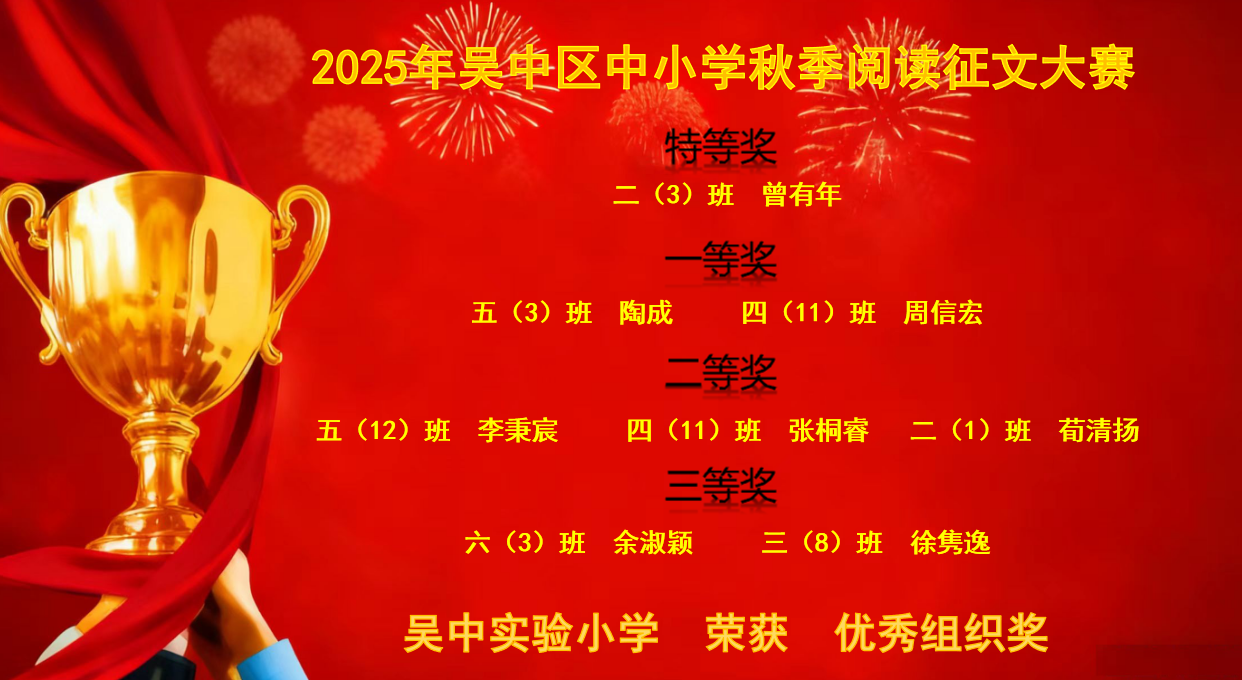 【慧“语”快讯】书香润童心，笔墨绘华章 ——吴中实小在2025年吴中区秋季阅读征文大赛中喜获佳绩